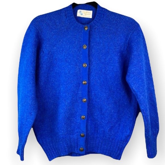 Vintage Sweaters - Vintage John Meyer of Norwich cobalt wool crop long sleeve round neck cardigan M